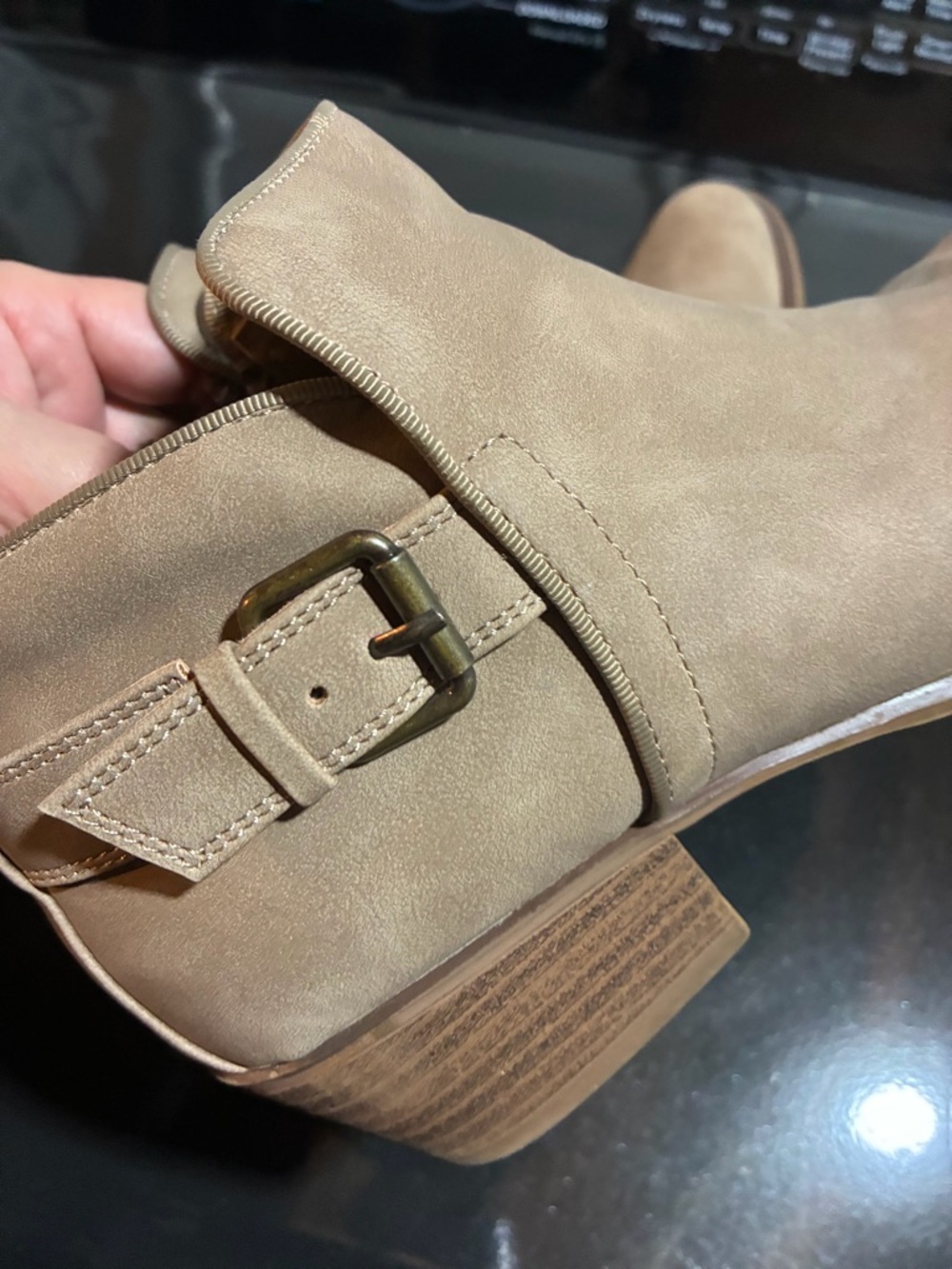 Esprit Light Brown Pointed Toe Suede Ankle Booties